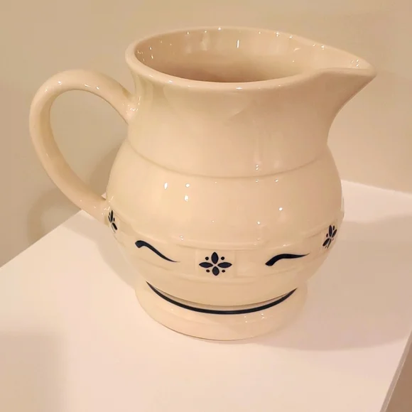 Longaberger Roseville Pottery Small Pitcher Signed Initialed Classic Blue - Picture 1 of 5